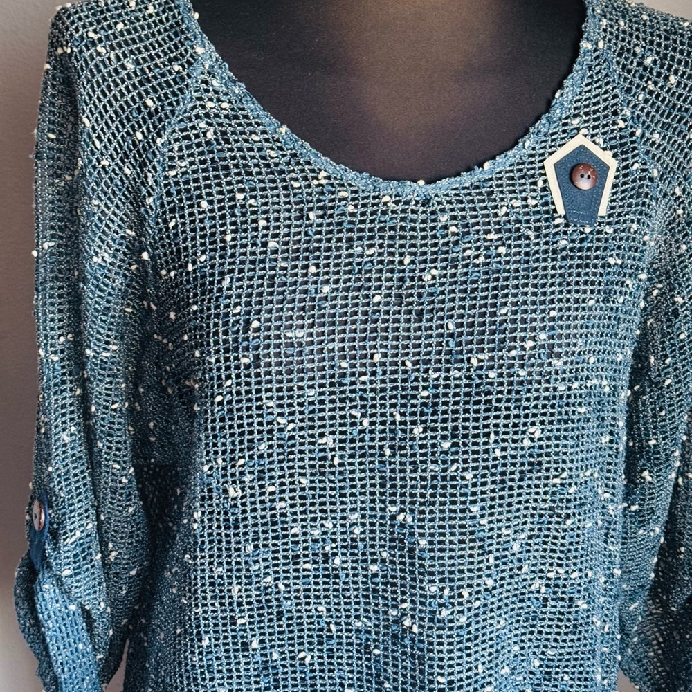 Blue Knit top with Button Details